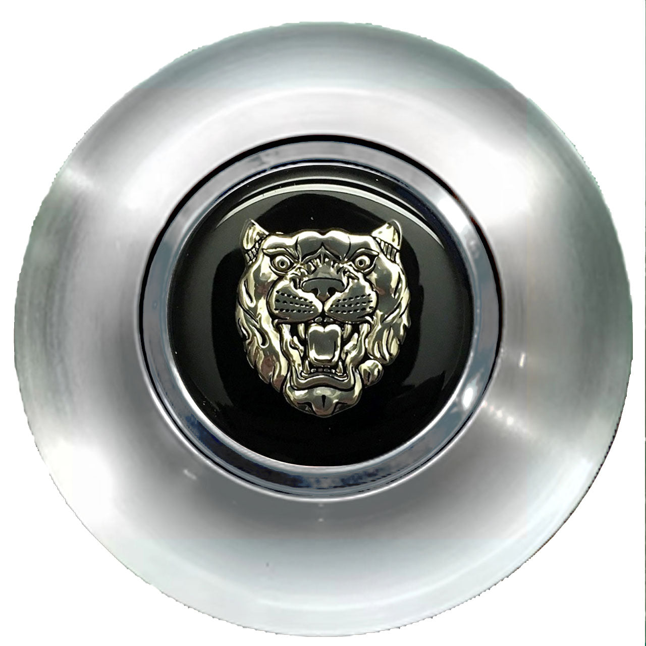 Jaguar Black Silver Floating Center Caps Brushed