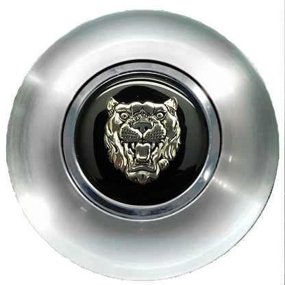 Jaguar Black Silver Floating Center Caps Brushed