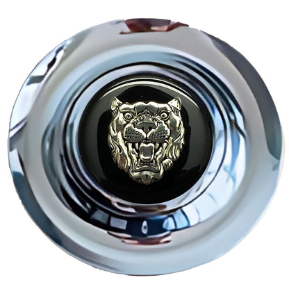 Jaguar Black Silver Floating Center Caps Chrome