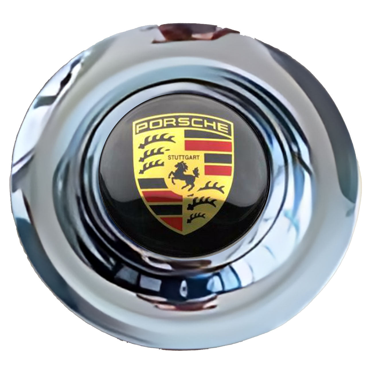 Porsche 2 Floating Center Caps Chrome