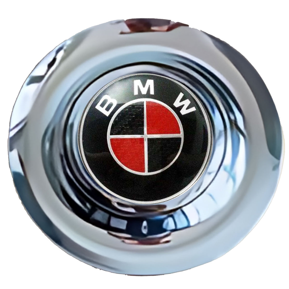 BMW Black & Red Floating Center Caps Chrome