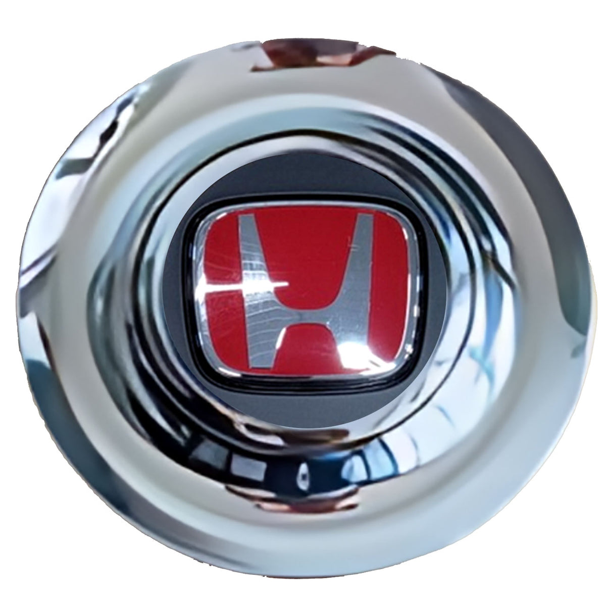 Honda Matte Charcoal Red Floating Center Caps Chrome