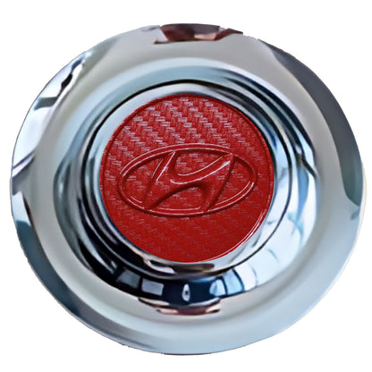 Hyundai Red Carbon Floating Center Caps Chrome