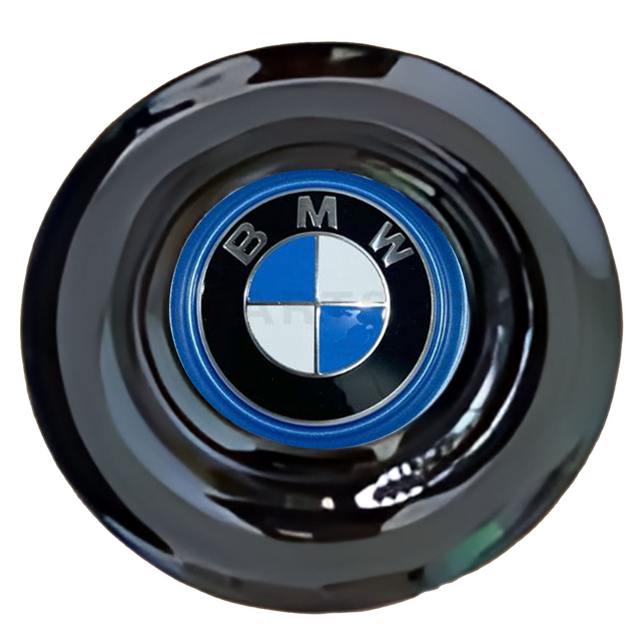 BMW Blue OEM Floating Center Caps Gloss Matt Black