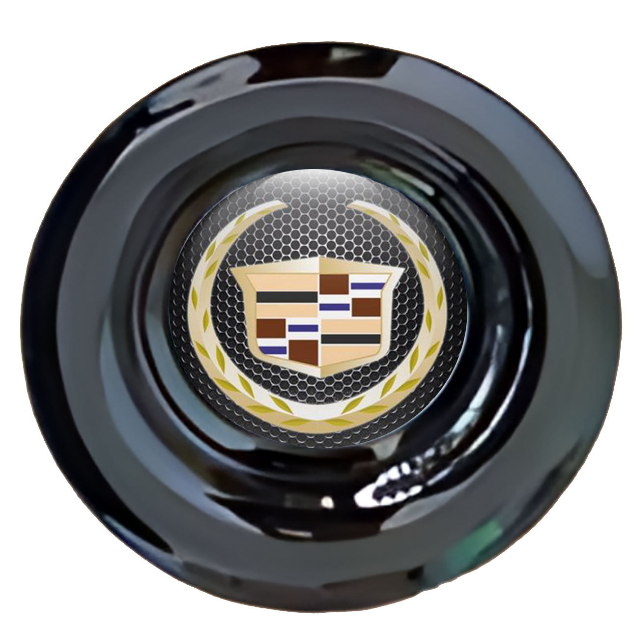 Cadillac Dark Floating Center Caps Gloss Matt Black