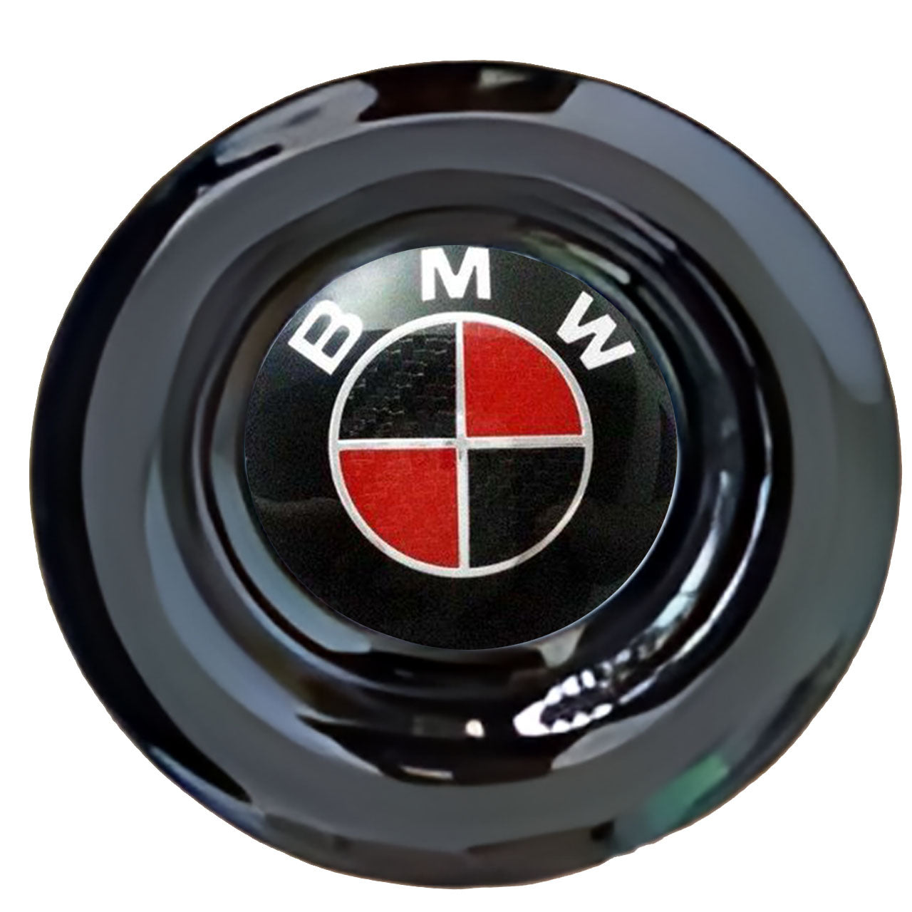 BMW Black & Red Floating Center Caps Gloss Matt Black