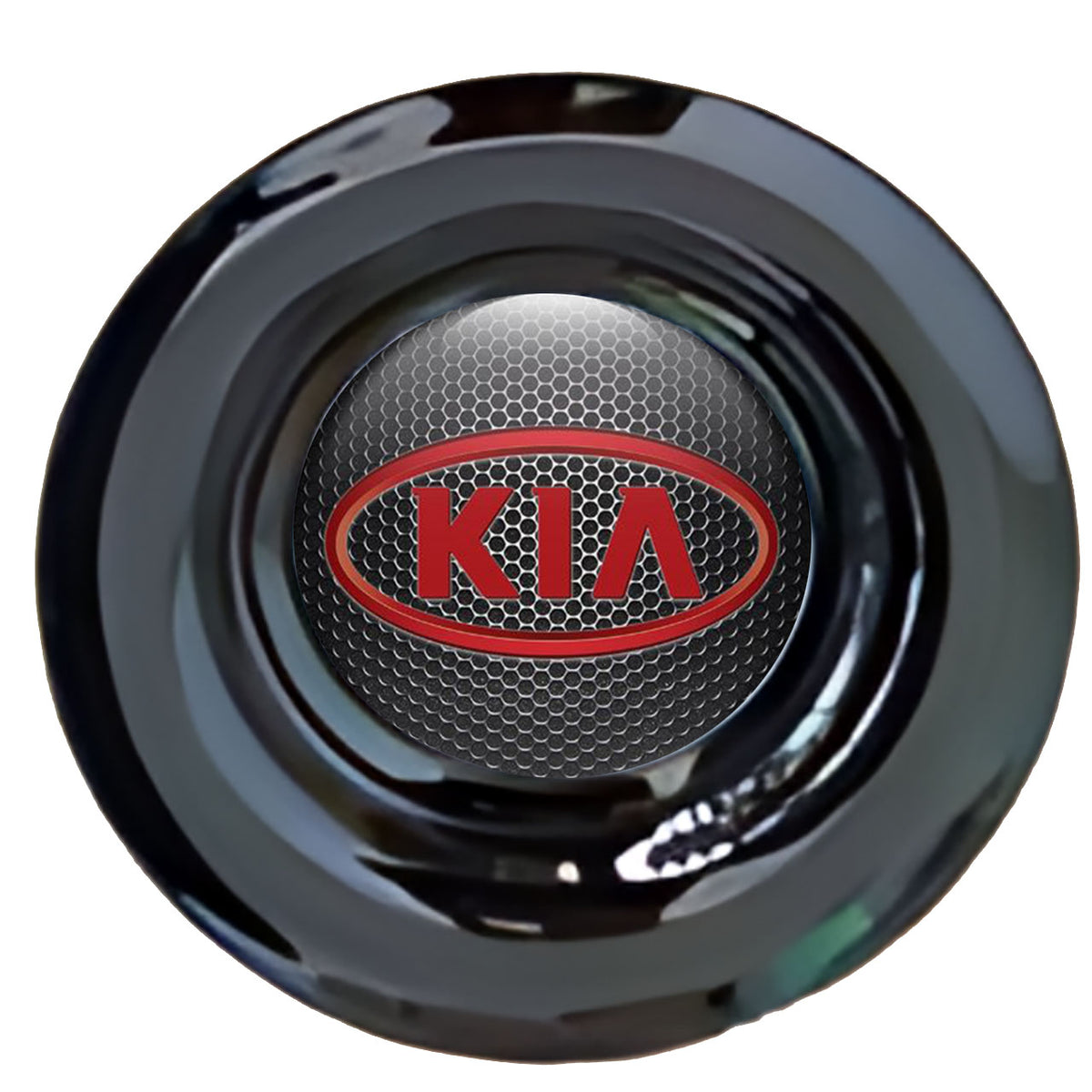 KIA Dark Grate Red Floating Center Caps Gloss Matt Black