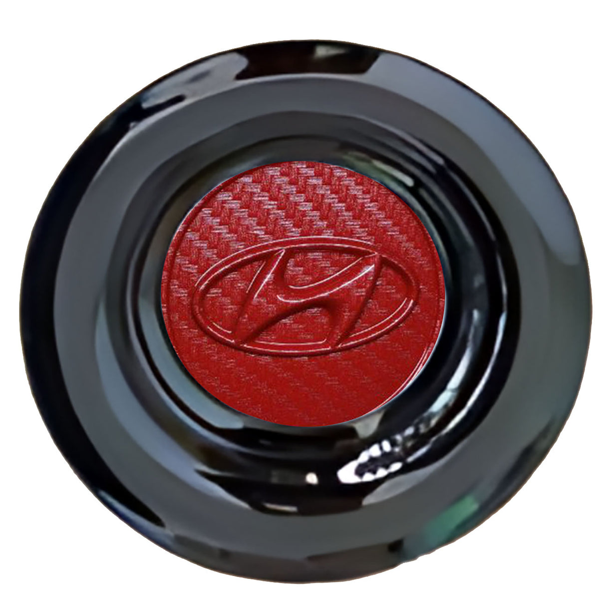 Hyundai Red Carbon Floating Center Caps Gloss Matt Black