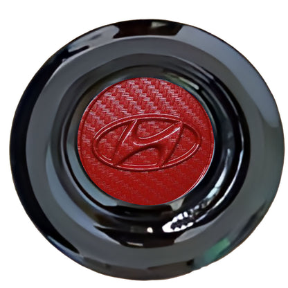 Hyundai Red Carbon Floating Center Caps Gloss Matt Black