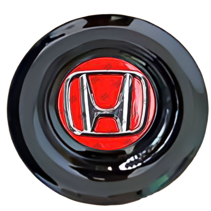 Honda Red Floating Center Caps Gloss Matt Black