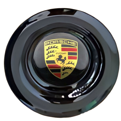 Porsche 2 Floating Center Caps Gloss Matt Black
