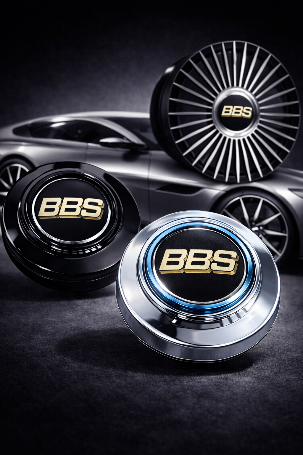 BBS Black & Gold Floating Center Cap