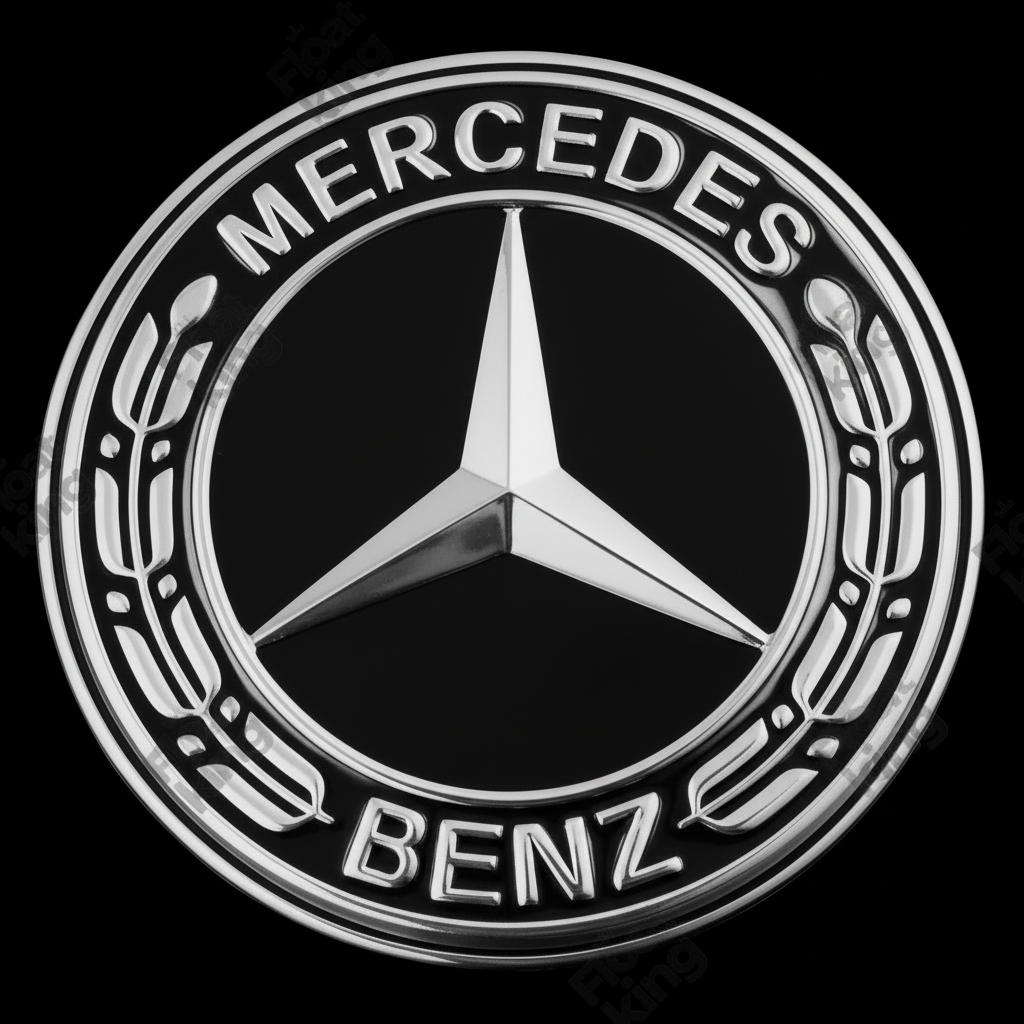 Mercedes Benz 2 Floating Center Caps - 1 Cap with Brand Name