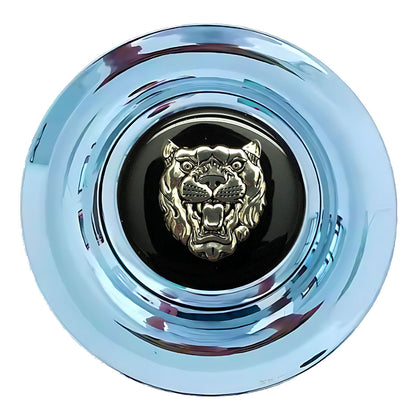 Jaguar Black Silver Floating Center Caps Polished