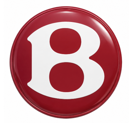 Bentley stock floating center cap in deep burgundy red and white