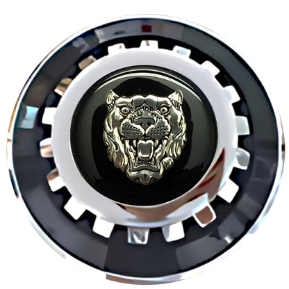 Jaguar Black Silver Floating Center Caps Black With Gear Shape Center