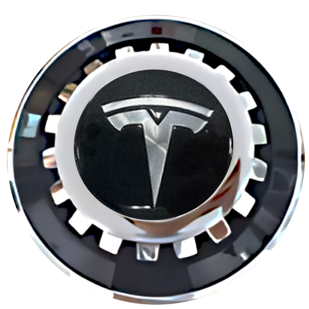 Tesla Floating Center Caps Black With Gear Shape Center
