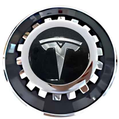 Tesla Floating Center Caps Black With Gear Shape Center