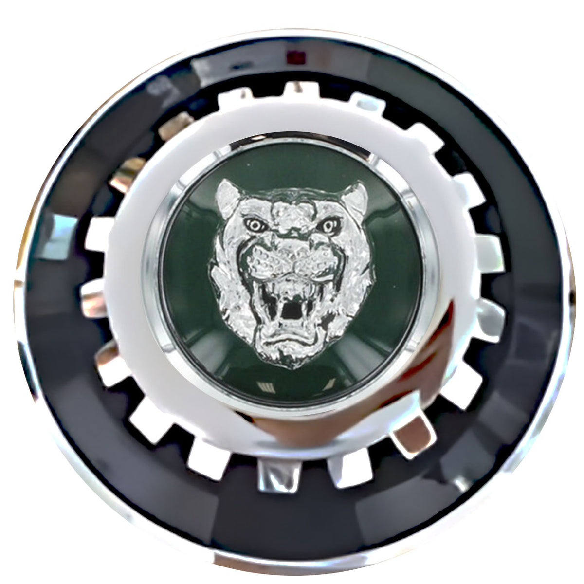 Jaguar Green Floating Center Caps Black With Gear Shape Center