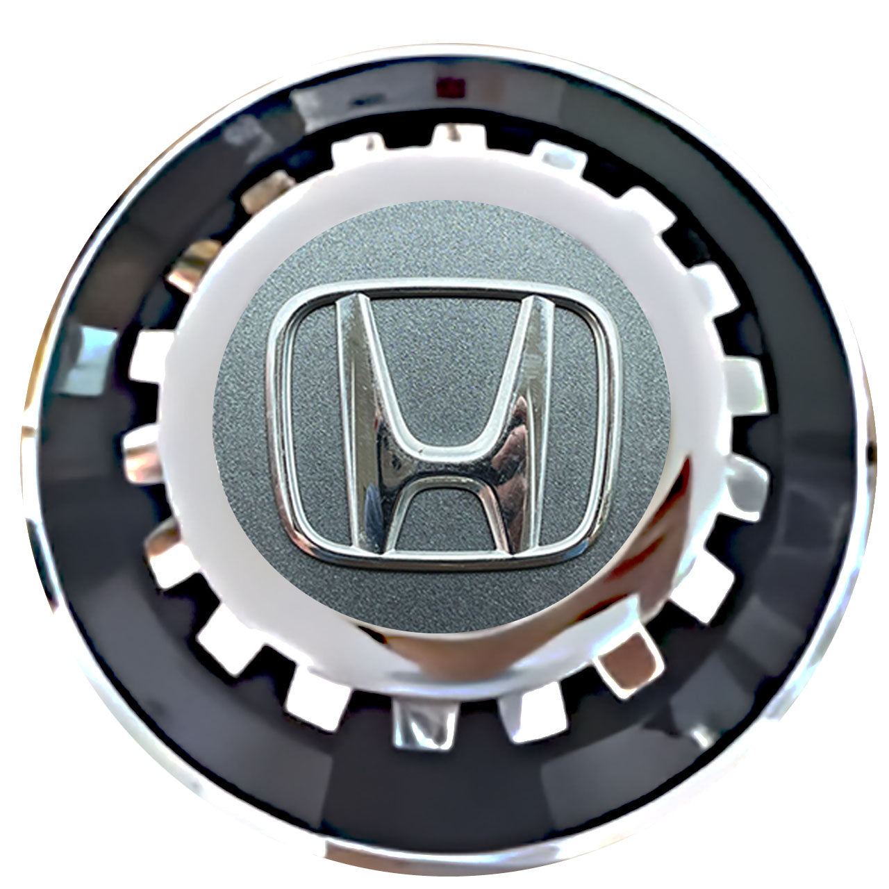 Honda Gray Floating Center Caps Black With Gear Shape Center