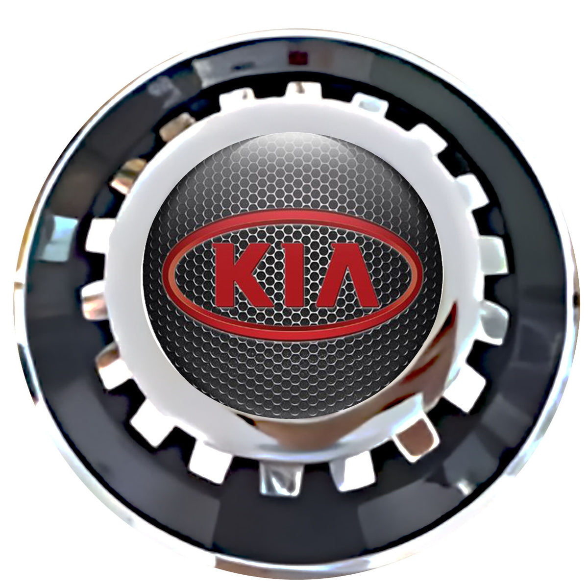 KIA Dark Grate Red Floating Center Caps Black With Gear Shape Center