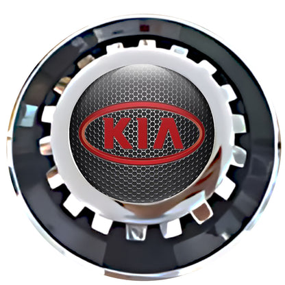 KIA Dark Grate Red Floating Center Caps Black With Gear Shape Center