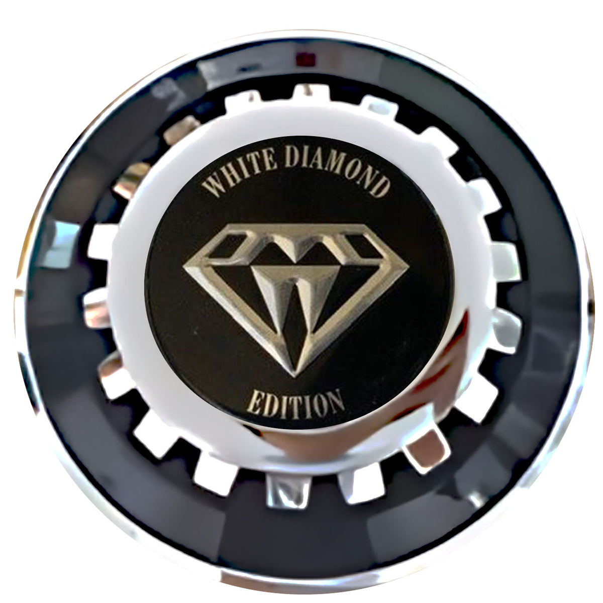 Diamond Floating Center Caps Black With Gear Shape Center