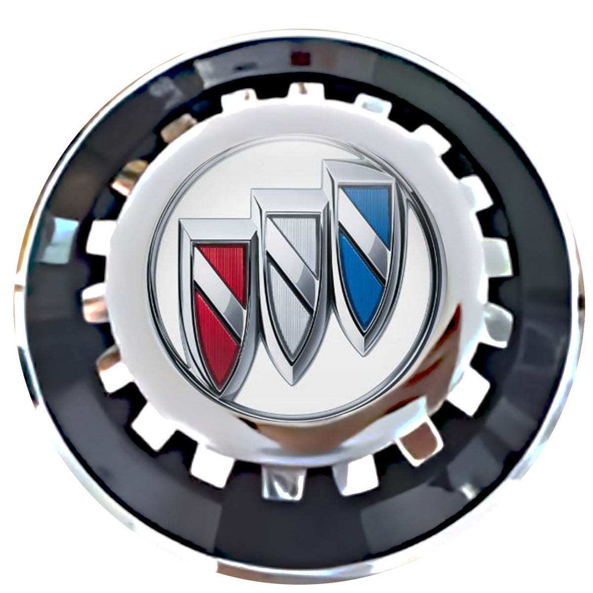 Buick White Floating Center Caps Black With Gear Shape Center