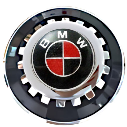 BMW Black & Red Floating Center Caps Black With Gear Shape Center