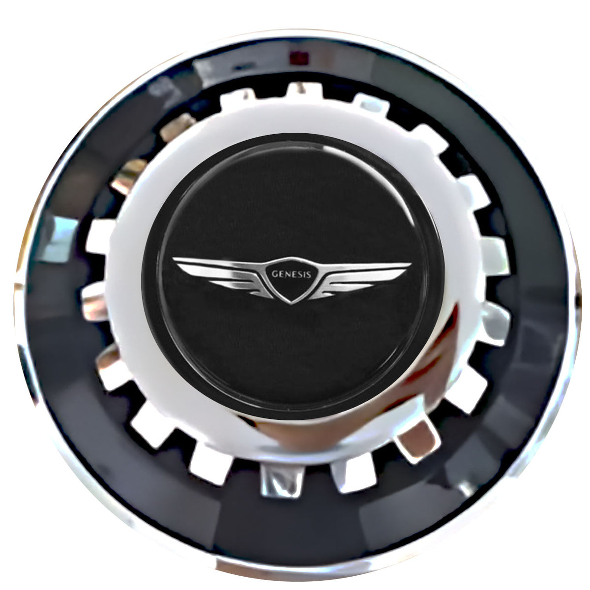 Genesis Floating Center Caps Black With Gear Shape Center