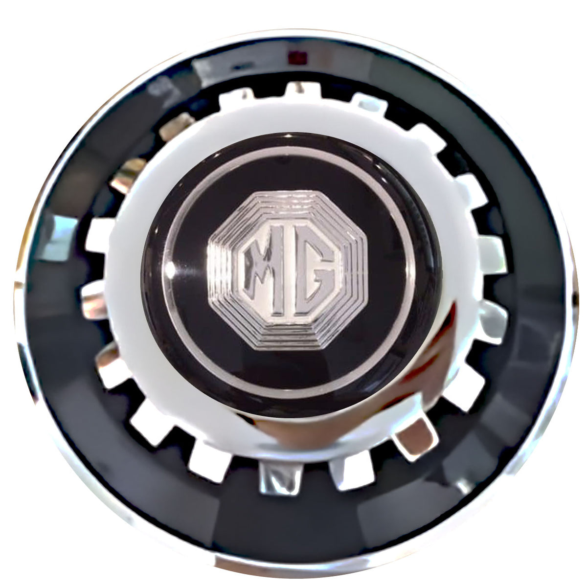 MG Floating Center Caps Black With Gear Shape Center