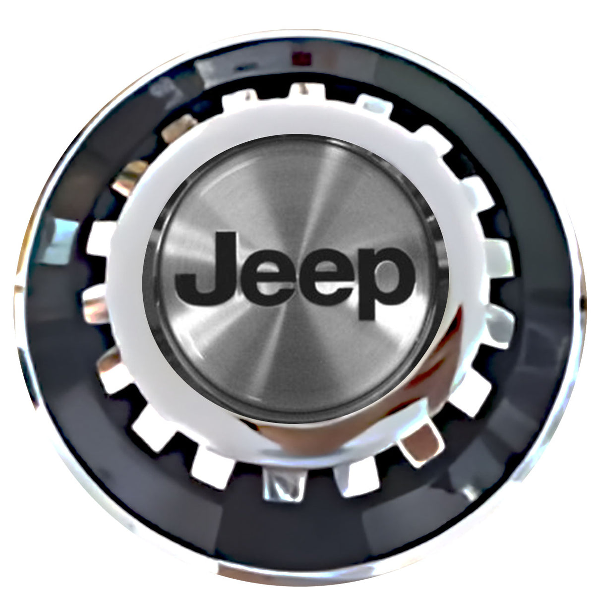 Jeep Silver Floating Center Caps Black With Gear Shape Center