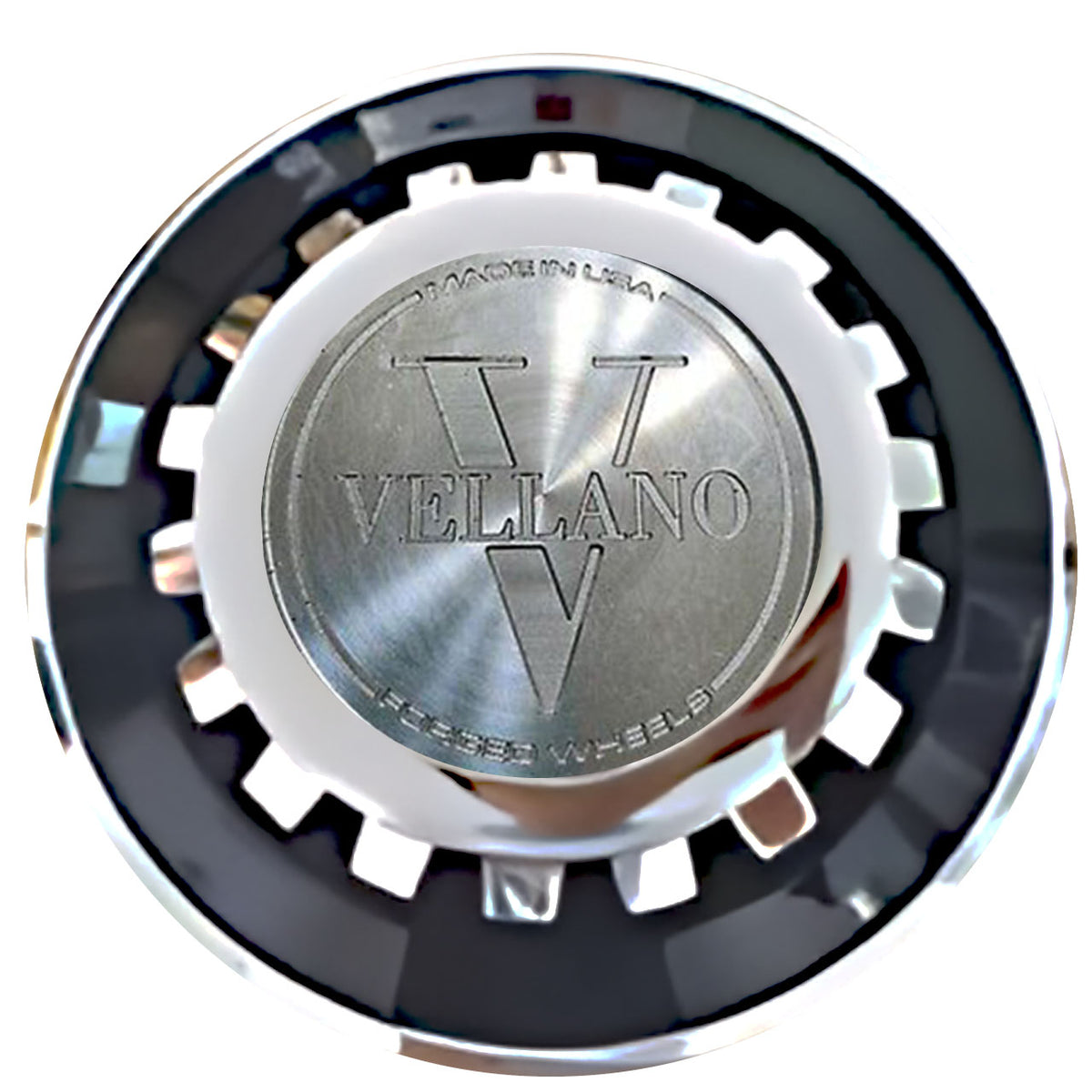 Vellano Floating Center Caps Black With Gear Shape Center