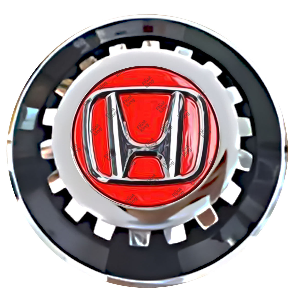 Honda Red Floating Center Caps Black With Gear Shape Center