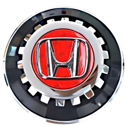 Honda Red Floating Center Caps Black With Gear Shape Center