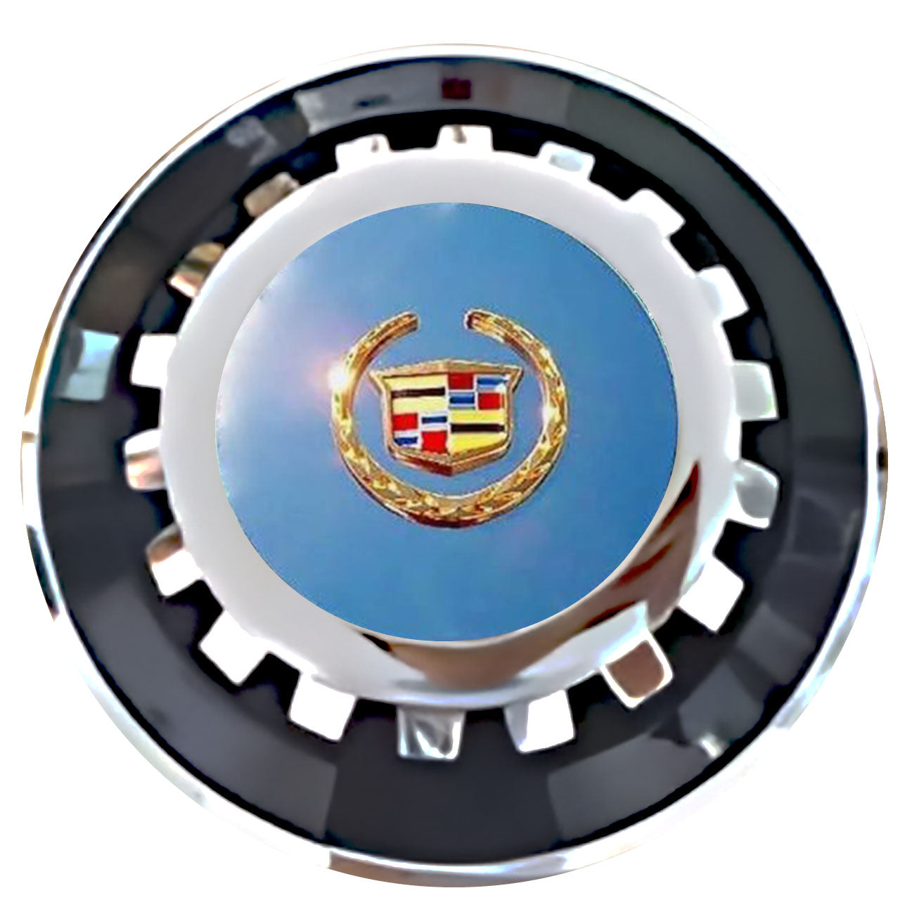 Cadillac Gold Oldschool Floating Center Caps Black With Gear Shape Center