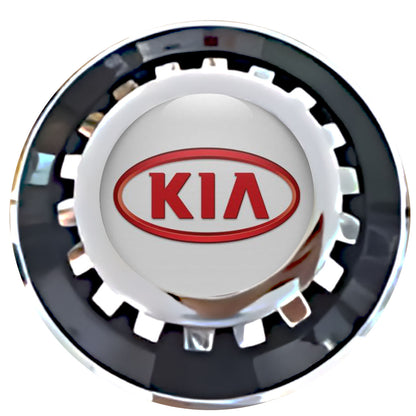 KIA Grey Red Floating Center Caps Black With Gear Shape Center