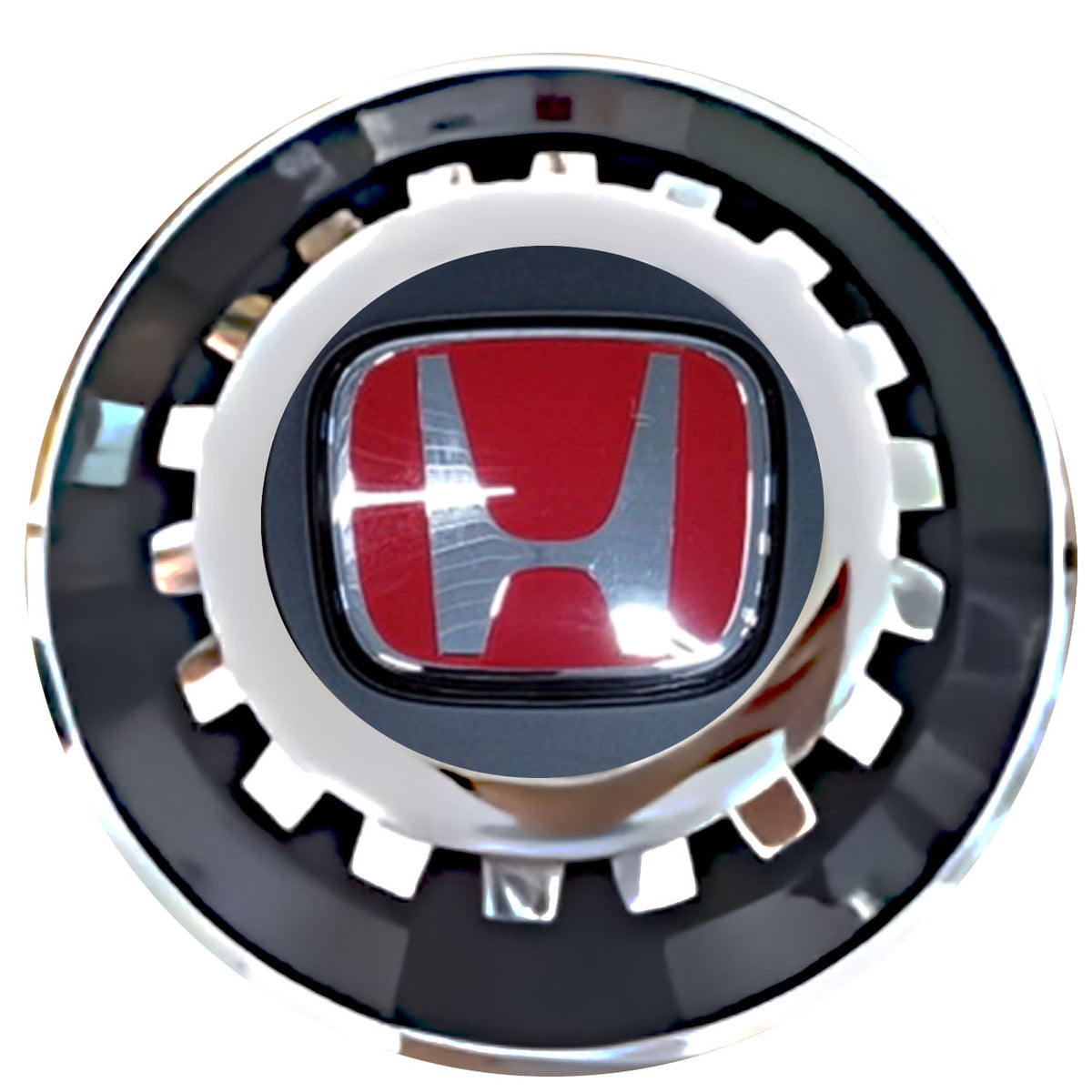Honda Matte Charcoal Red Floating Center Caps Black With Gear Shape Center