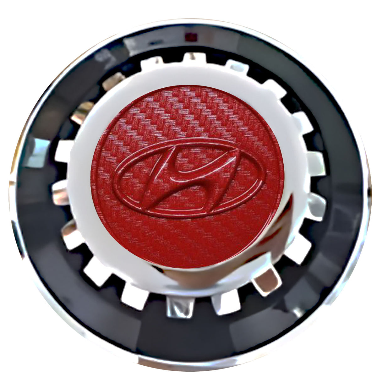 Hyundai Red Carbon Floating Center Caps Black With Gear Shape Center