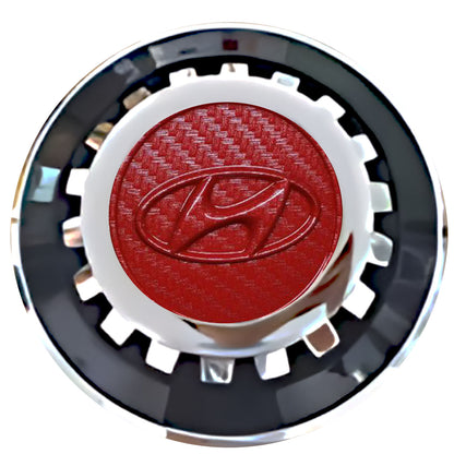 Hyundai Red Carbon Floating Center Caps Black With Gear Shape Center