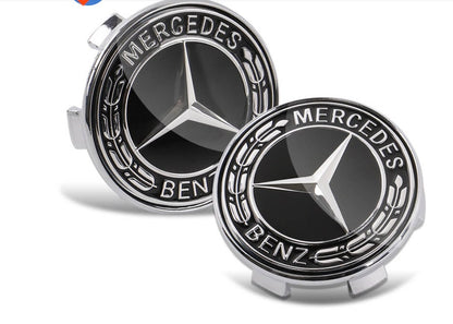 Mercedes Benz 2 Floating Center Caps - 2 Caps with Brand Name