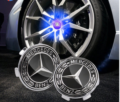 Mercedes Benz 2 Floating Center Caps - How it looks on Wheel