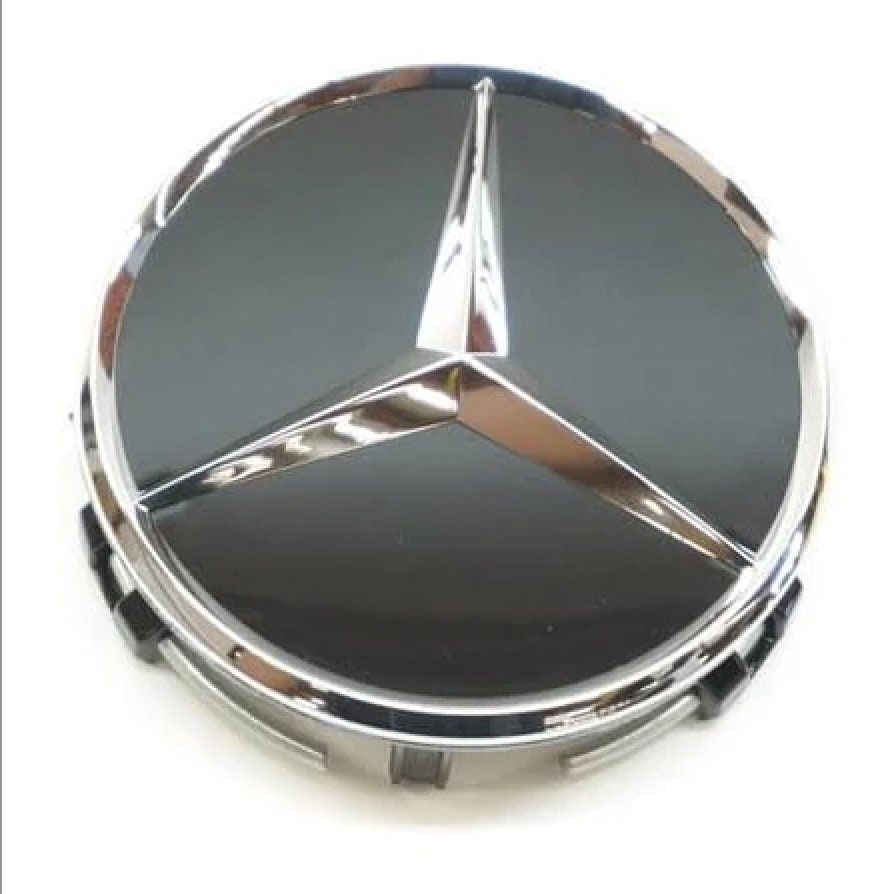 Mercedes Benz 2 Floating Center Caps - 1 Cap Caps with Brand Name