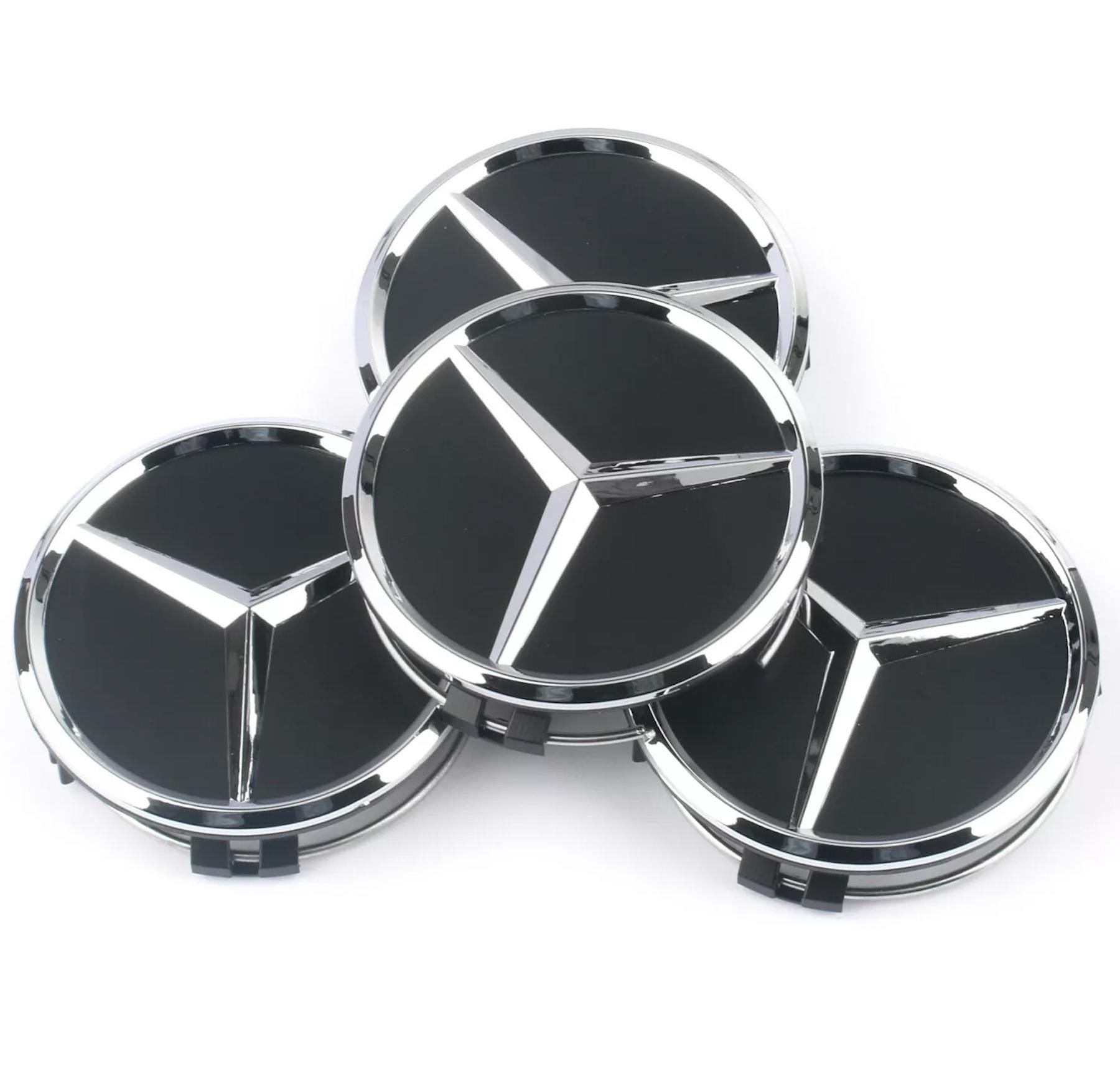 Mercedes Benz 2 Floating Center Caps - 4 Caps without Brand Name