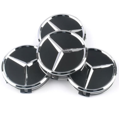 Mercedes Benz 2 Floating Center Caps - 4 Caps without Brand Name