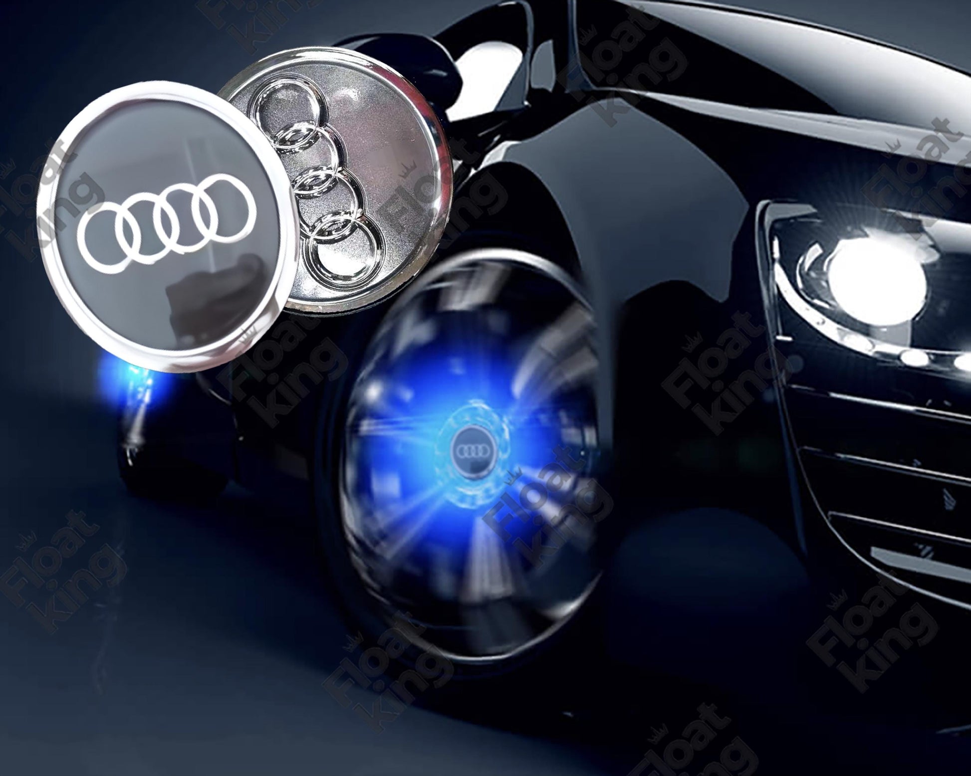 Audi 2 Stock Floating Center Caps How it looks on Wheels