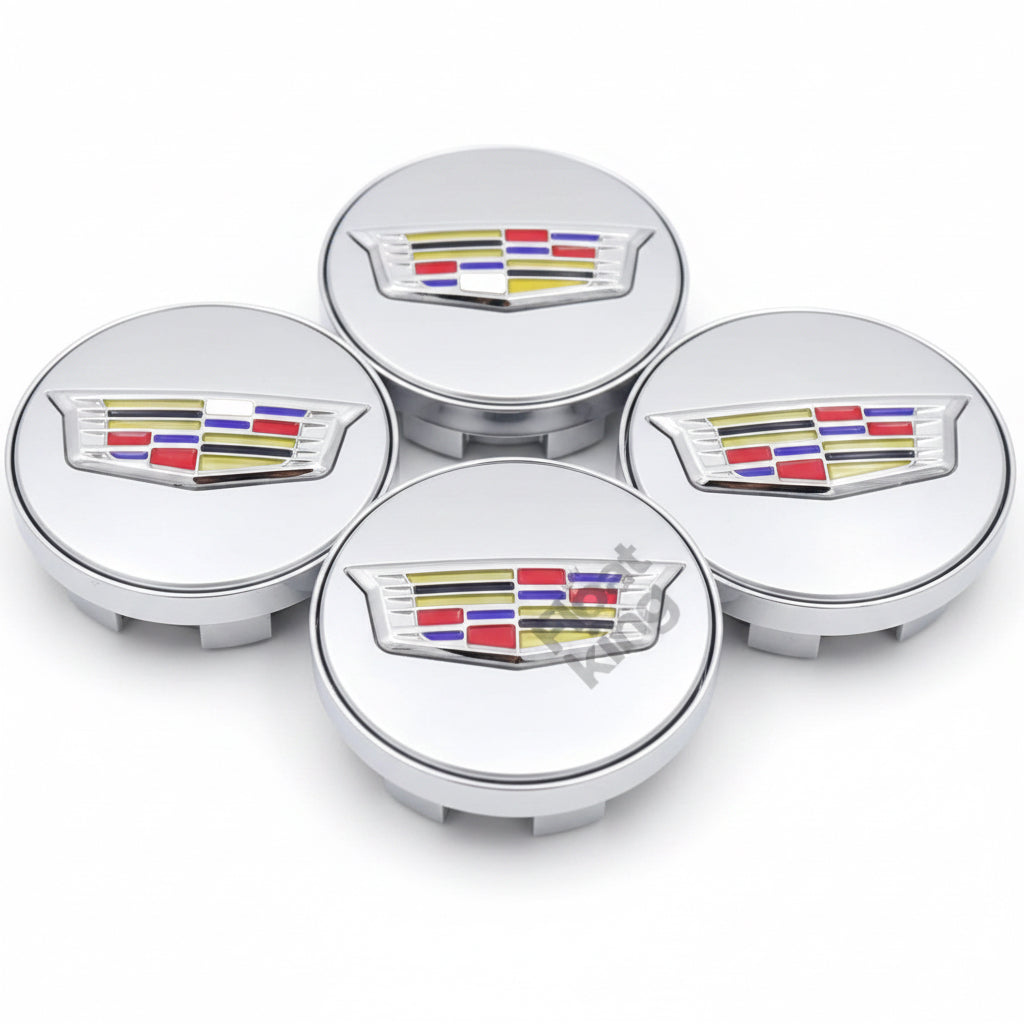 Cadillac Floating Center Caps - 4 White Caps