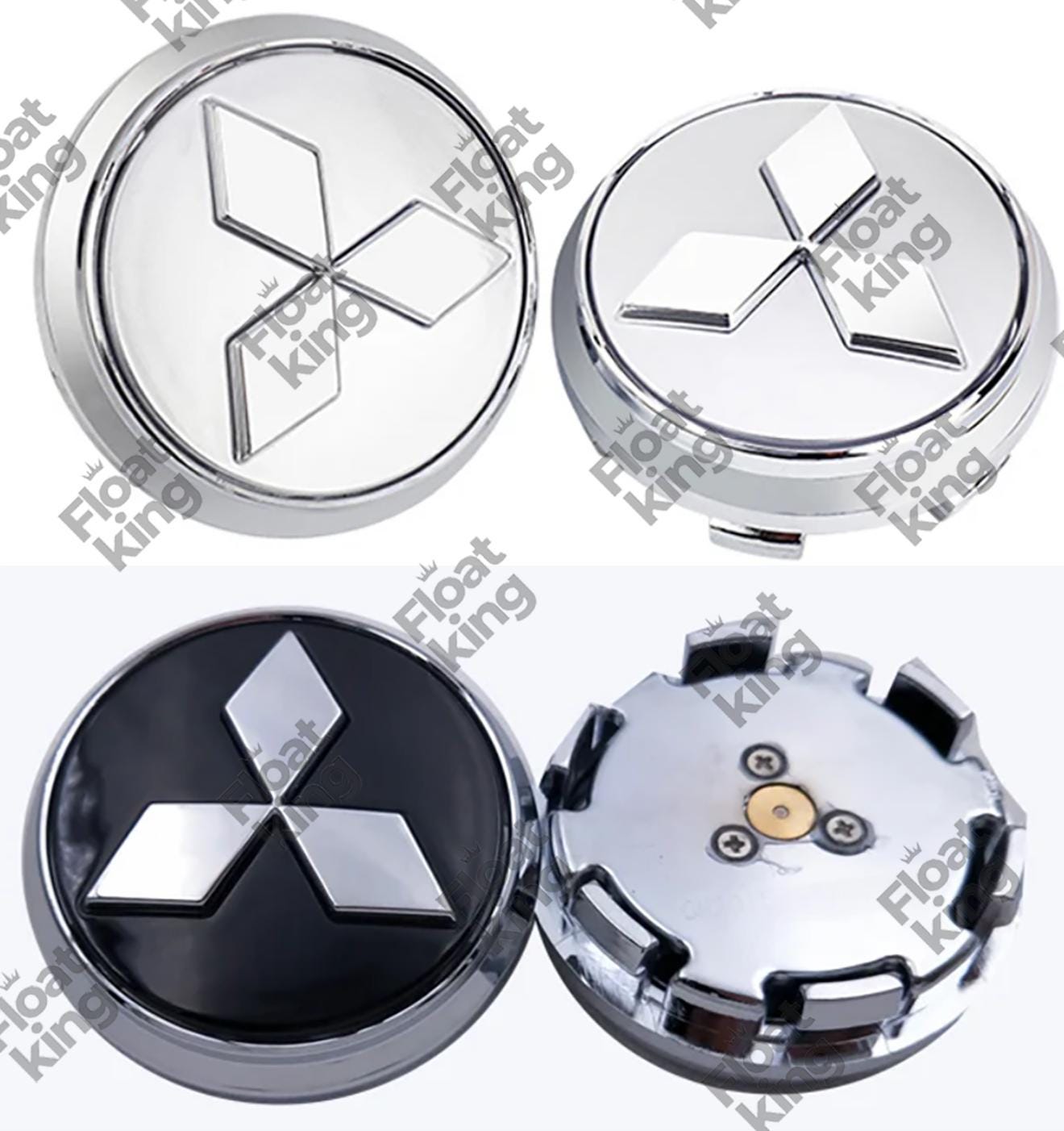 Mitsubishi Stock Floating Center Caps Black and Silver