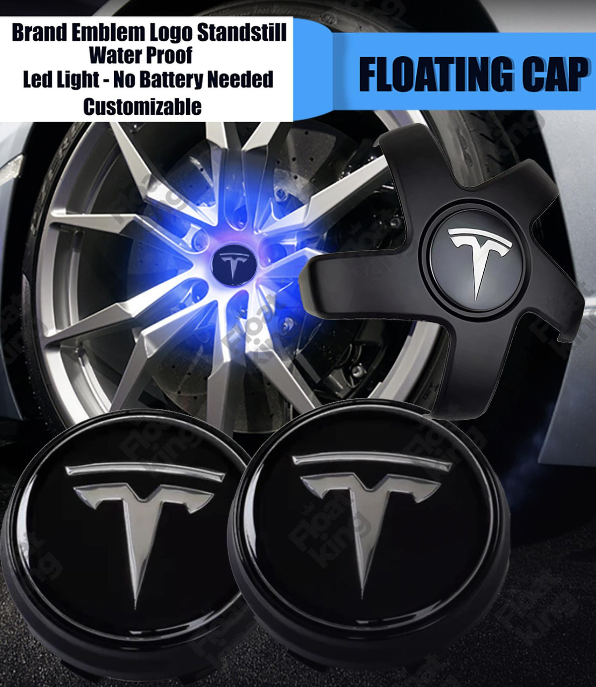 Tesla Model 3 Floating Center Caps - How it looks in Wheels
