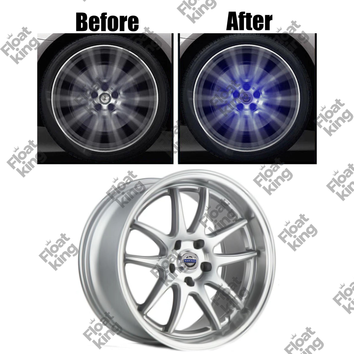 Volvo Floating Center Caps – 64mm - How it looks on rim